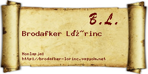Brodafker Lőrinc névjegykártya